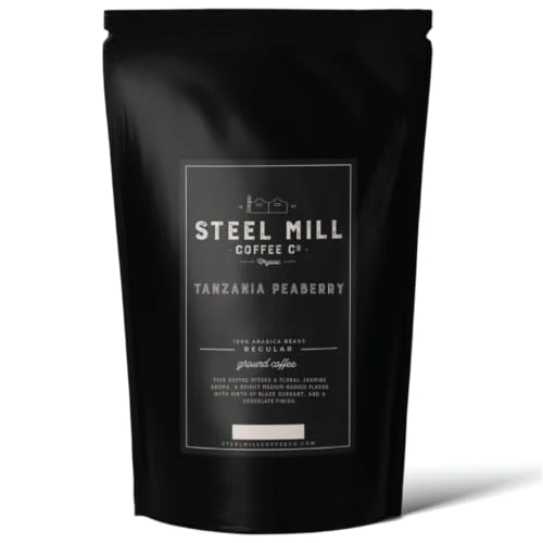 Exclusive Tanzania Peaberry Medium Dark Roast Whole Bean 12 Ounce Organic
