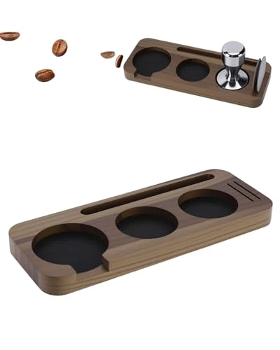 Classic Solid Walnut Espresso Tamping Station Espresso Organizer Station Fine