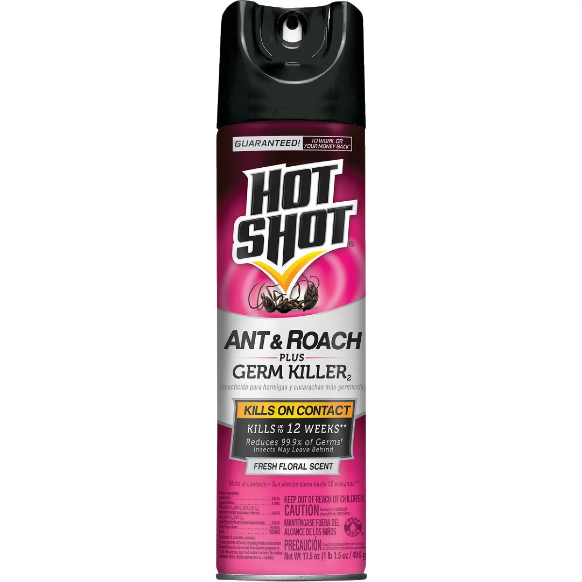 Dependable Hot Shot 17.5 Oz. Fresh Floral Scent Aerosol Spray Ant Roach Killer Plus Germ Killer Minimalist