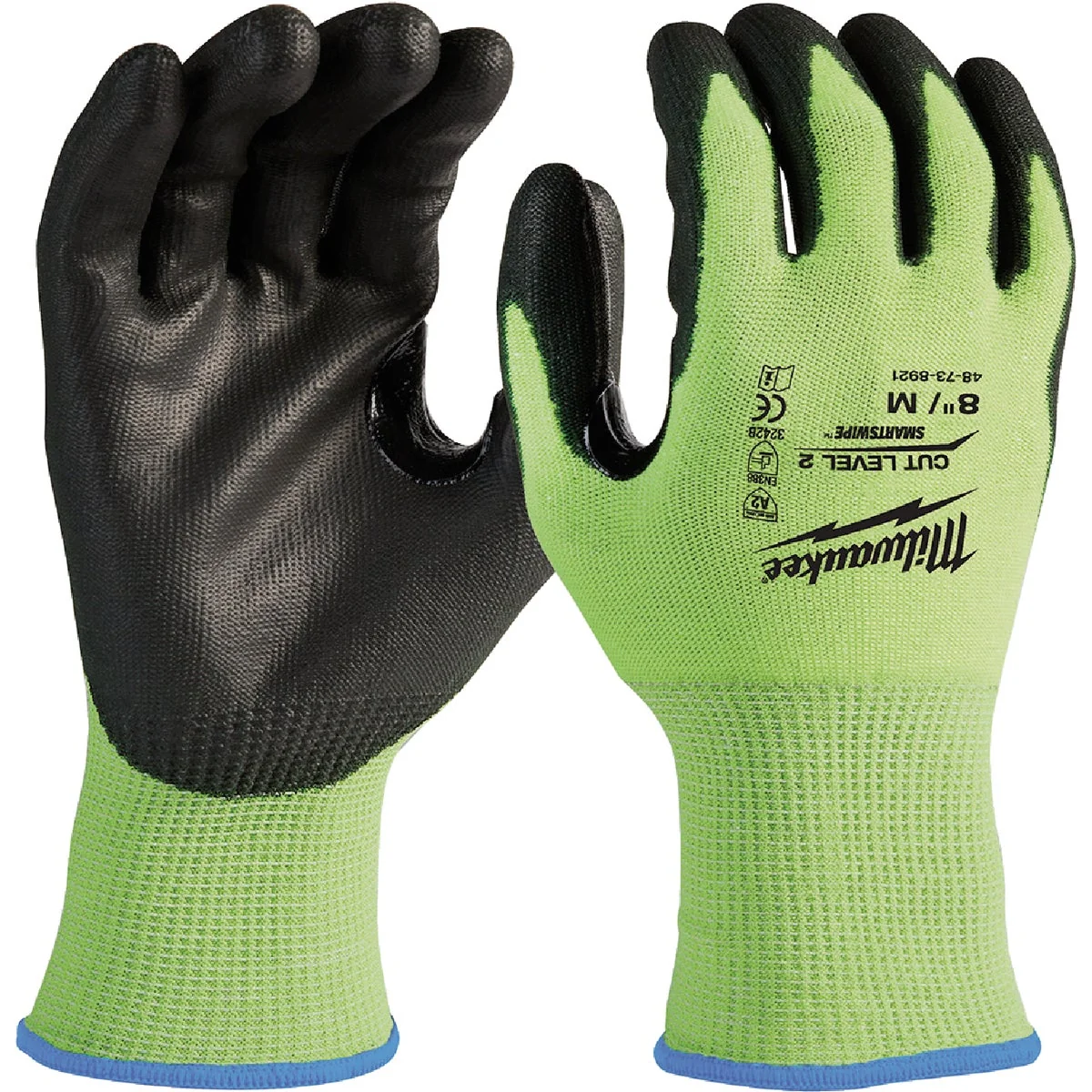 Traditional Milwaukee Unisex Medium Cut Level 2 High Vis Polyurethane Dipped Glove Outstanding