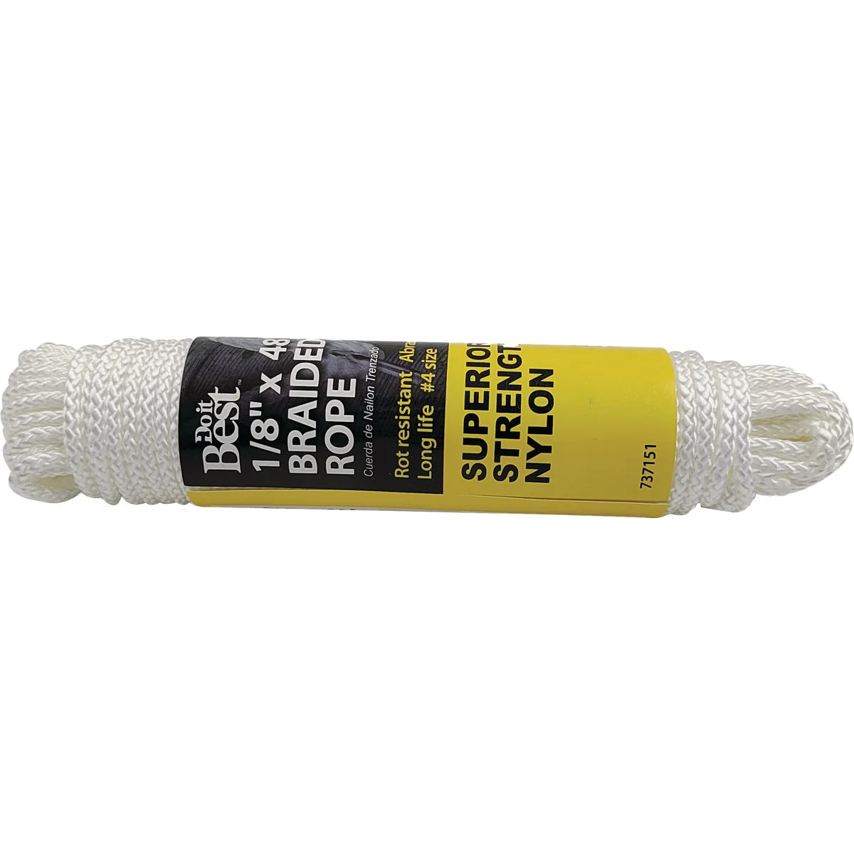 Practical Do it 1 8 In. x 48 Ft. White Braided Nylon Packaged Rope Minimalist