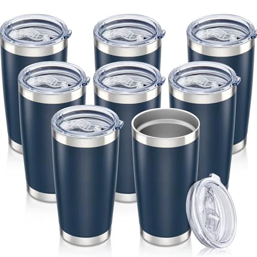Casual 20 oz Tumbler with Lid Stainless Steel Insulated Tumblers Bulk Cups Mug 8 Count Next-Generation