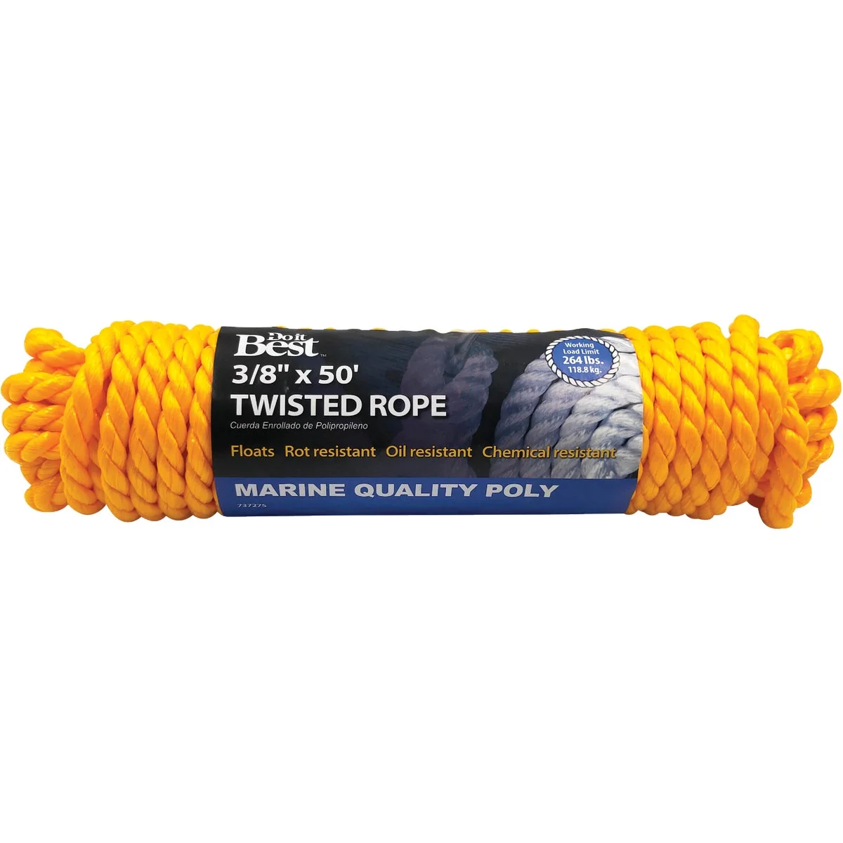 Pure Do it 3 8 In. x 50 Ft. Yellow Twisted Polypropylene Packaged Rope Refined