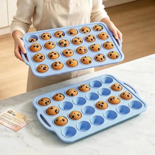 Relaxed Blue Mini Silicone Cupcake Pan 2 Count Premium