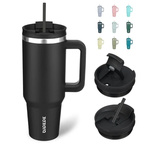 Sophisticated 40 oz Insulated Tumbler with Handle Straw Professional