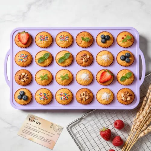 Contemporary Mini Silicone Muffin Pan with Frame Non Stick Cupcake Tin Baking Mold Traditional