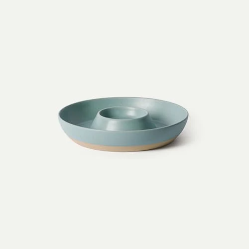 Lightweight Ceramic Chips and Dip Serving Tray Casual