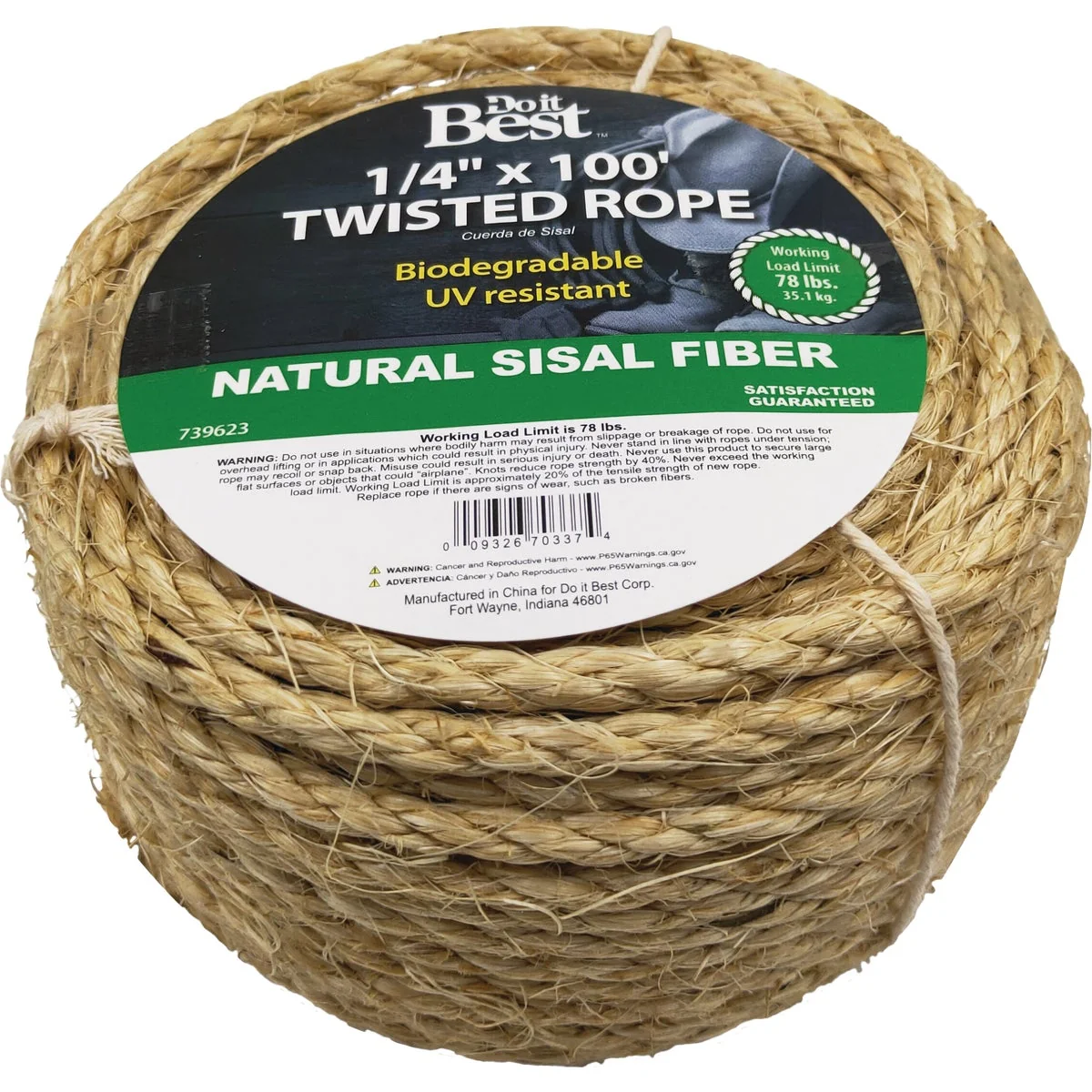 Dependable Do it 1 4 In. x 100 Ft. Natural Twisted Sisal Fiber Packaged Rope Reliable