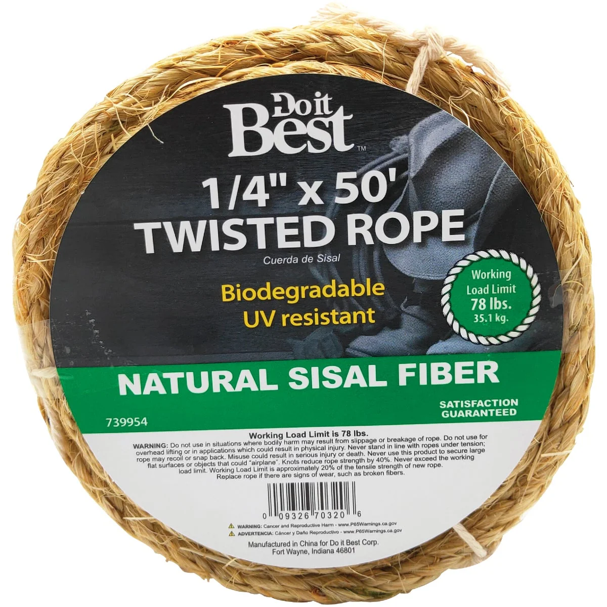 Contemporary Do it 1 4 In. x 50 Ft. Natural Twisted Sisal Fiber Packaged Rope Functional