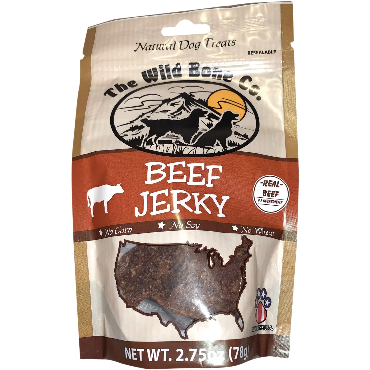 Recyclable The Wild Bone Company Beef Jerky Dog Treat 2.75 Oz. Authentic