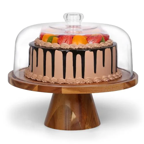 Stylish Cake Stand with Clear Acrylic Dome Lid Crafted