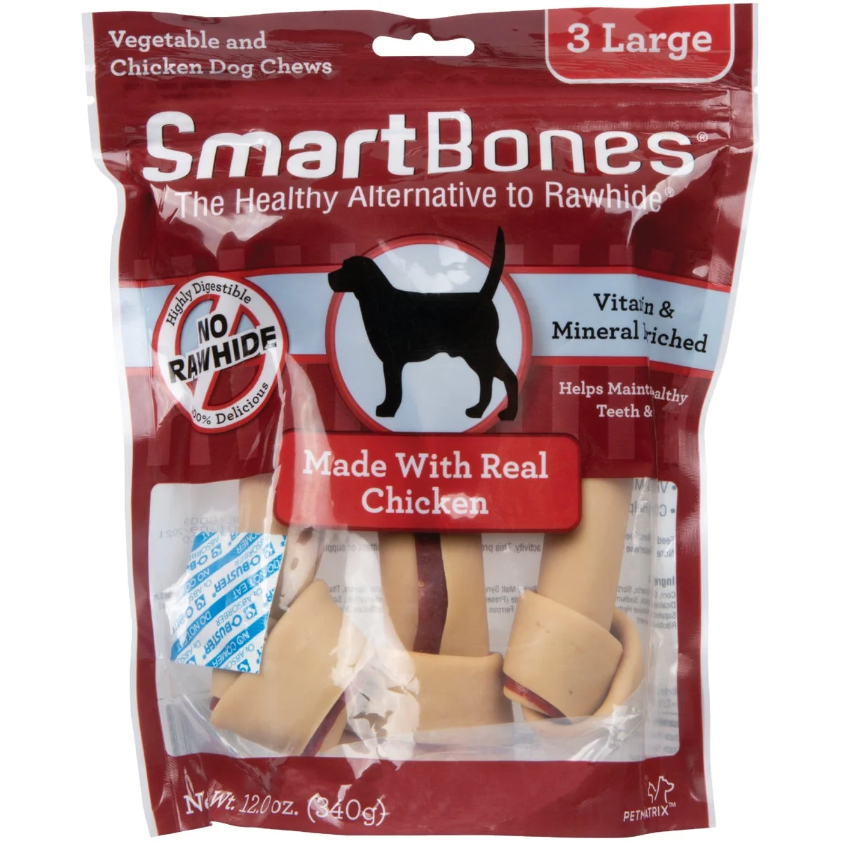 Classic SmartBone Large Chicken Chew Bone 3-Pack Safe