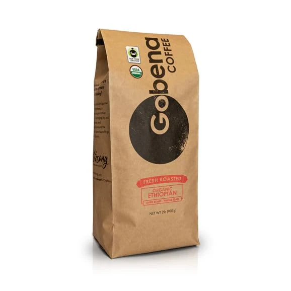 Solid Coffee 2lb Fair Trade Organic Ethiopian Whole Bean Dark Roast 32 Ounce Reusable