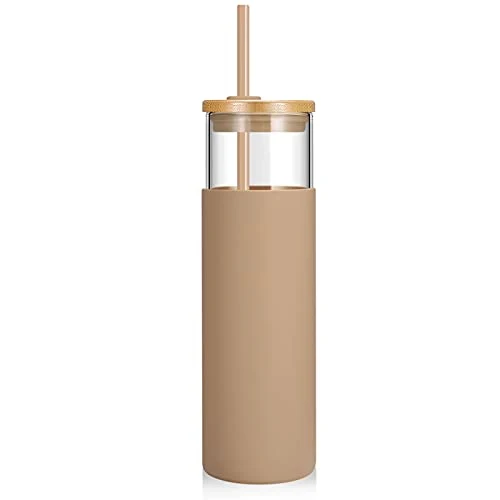 Soft 28 oz Glass Tumbler with Lids and Straws Artisan