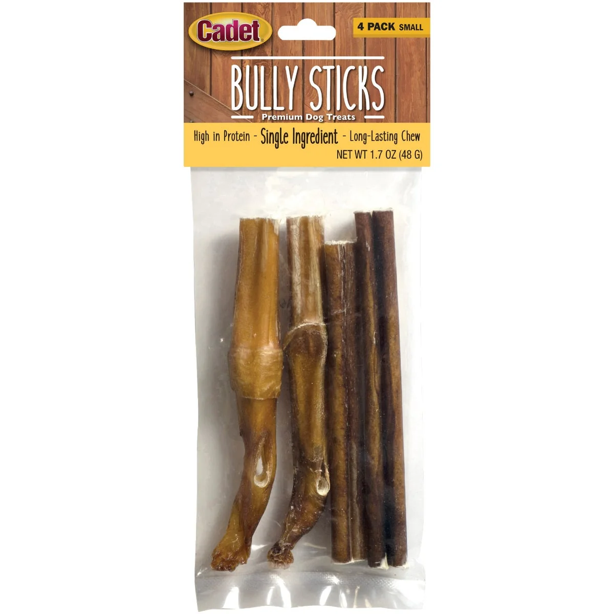 Lightweight Cadet Small Beef Bully Sticks Dog Treat 4-Pack Sophisticated