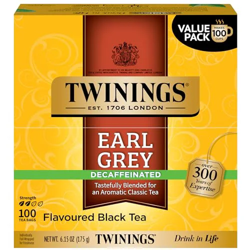 Smooth Decaffeinated Earl Grey Black Bergamot Tea Bags 100CT Box 100 Count Durable