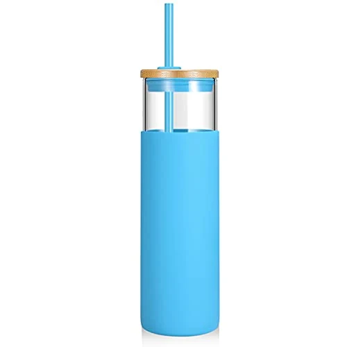 Detailed 28 oz Glass Tumbler with Lids and Straws Proven