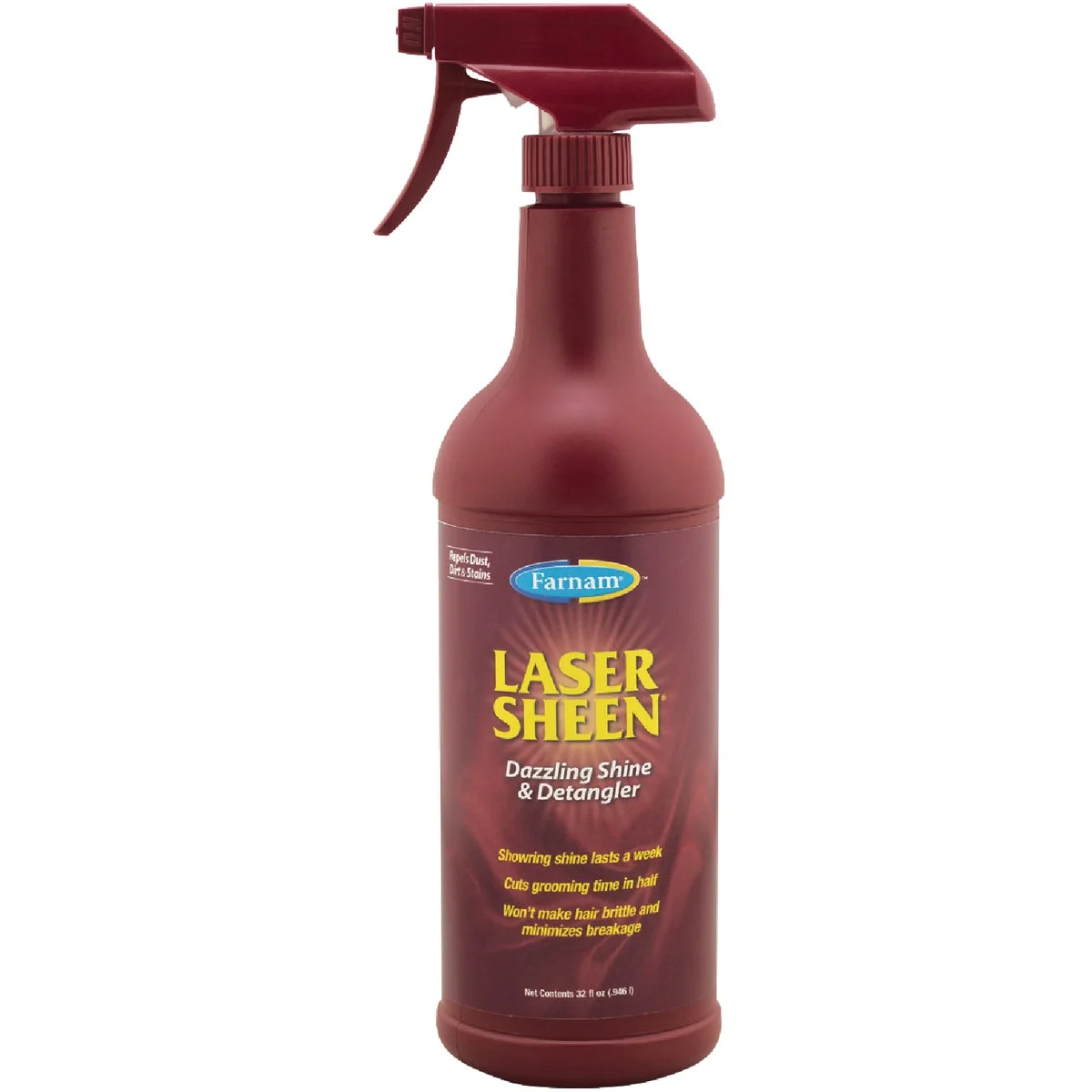Natural Farnam Laser Sheen 32 Oz. Trigger Spray Bottle Dazzling Shine Detangler Mane Conditioner User-Friendly