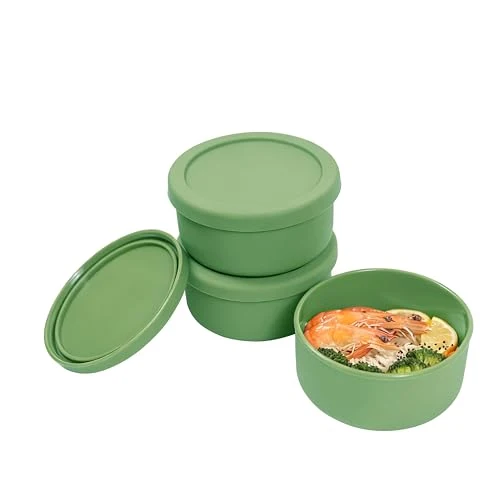 Dependable 24 fl oz Silicone Food Storage Container with Lid 3 Count Innovative