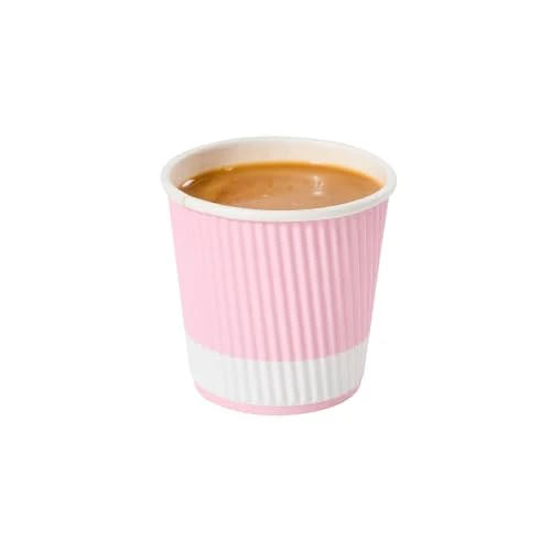 Smart Ripple Wall Coffee Cups 25 Count 4 Ounce Insulated Light Pink Paper Cups Breathable