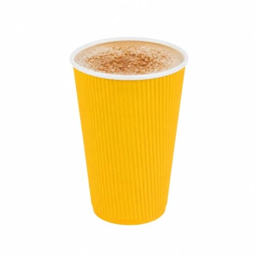 Verified Ripple Wall Coffee Cups 25 Count 16 Ounce Insulated Yellow Paper Cups Effective