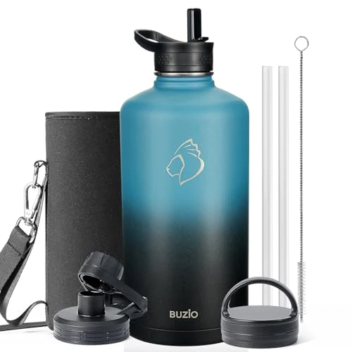 Powerful 1 Gallon Water Bottle Insulated with Straw 3 Lids 72 Count Sustainable