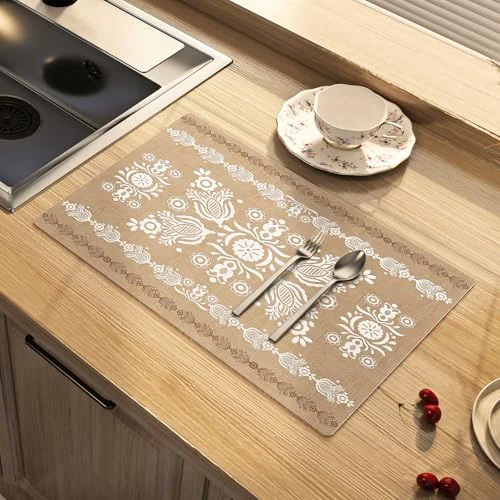 Convenient Moroccan Dish Drying Mat Absorbent Coffee Mat Premium