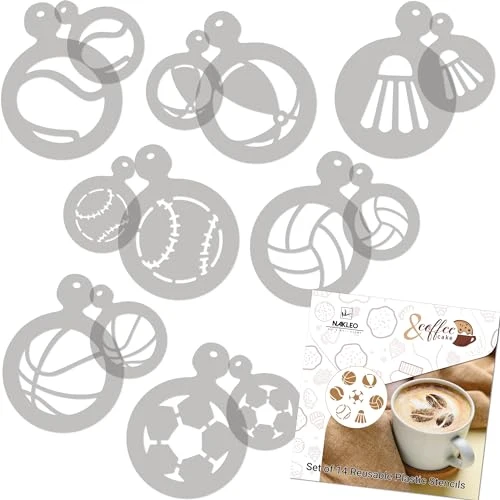 Comfortable Coffee Stencils and Cookies Decoration 14Pcs 2.8 x2.8 and 4.3 x4.3 Optimized