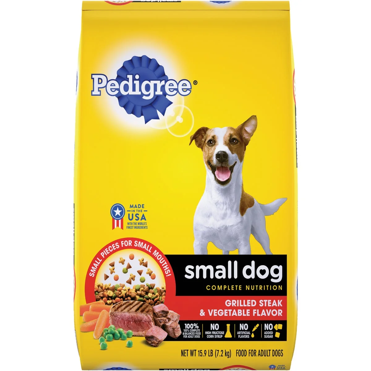 High-End Pedigree Small Dog Complete Nutrition 15.9 Lb. Grilled Steak Vegetable Adult Dry Dog Food Dependable