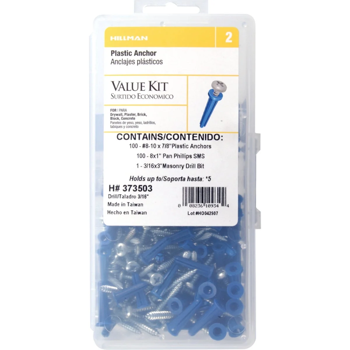 Original Design Hillman The Anchor Center 8 – 10 Thread 7 8 In. Blue Plastic Anchor Kit Fine