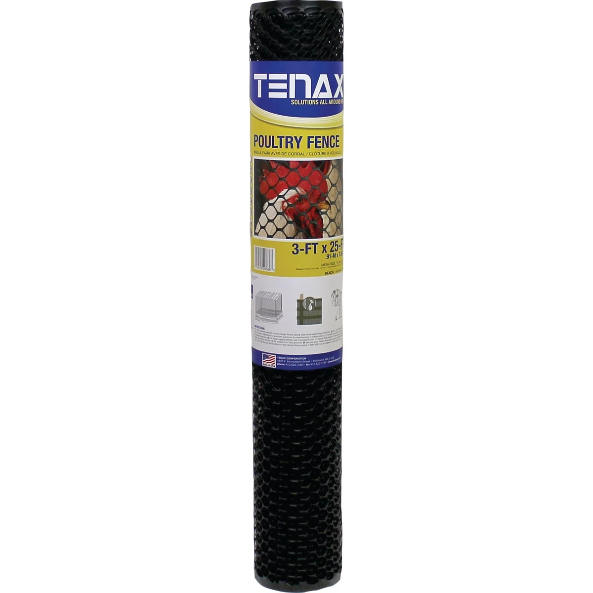 Organic Tenax 3 4 In. x 3 Ft. H. x 25 Ft. L. Hexagonal Plastic Poultry Netting Fence Black High-Grade