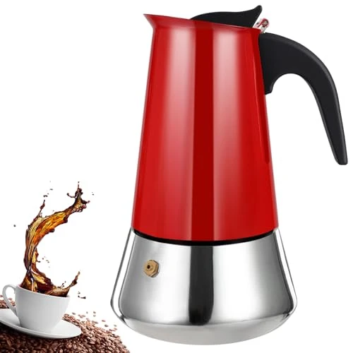 Sustainable 9 Cup Stovetop Espresso Maker Stainless Steel Moka Pot Stove Top Percolator Italian Coffee Makers Capable Mocha Greca Machine Cafe Classic Induction Cookers for Home and Camping 450ml 15oz Minimalist