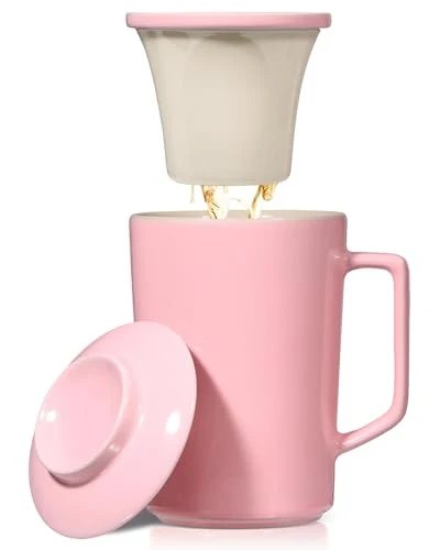 Innovative 15 OZ Porcelain Tea Infuser Cup with Lid Environmentally Friendly