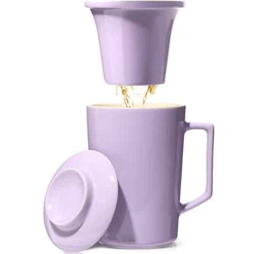 Verified 15 OZ Ceramic Tea Cup with Infuser and Lid Effective