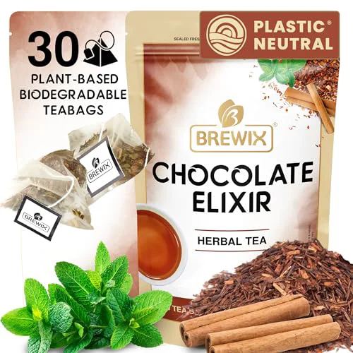 Sophisticated Chocolate Elixir Rooibos Herbal Tea 30 Count Environmentally Friendly