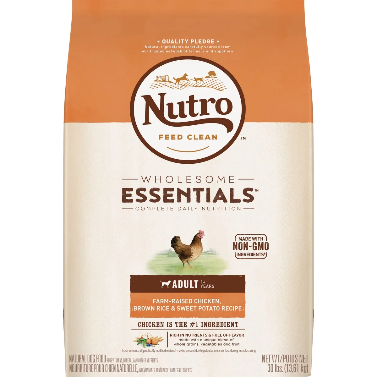 Responsible Nutro Wholesome Essentials 30 Lb. Chicken Brown Rice Sweet Potato Adult Dry Dog Food Powerful