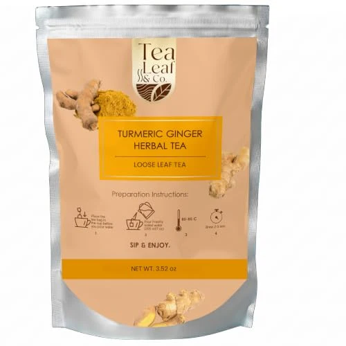 Fine Turmeric Ginger Herbal Tea Loose Leaf 3.53 Ounce Authentic