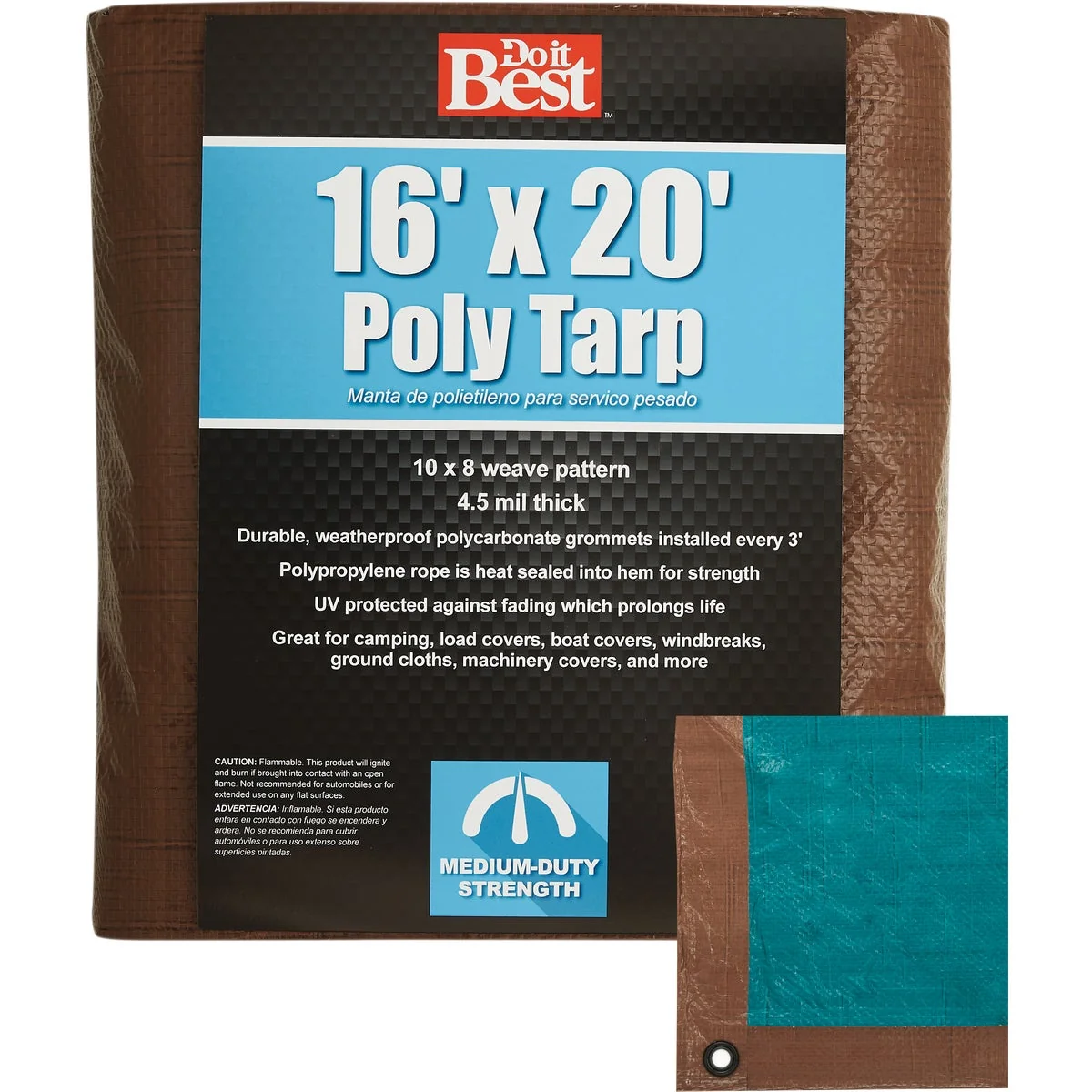 Do it 1 Side Green 1 Side Brown Woven 16 Ft. x 20 Ft. Medium Duty Poly Tarp Quality