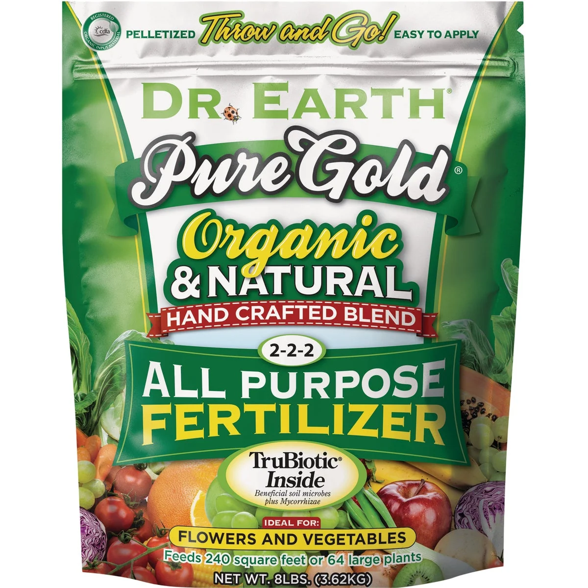 Traditional Dr. Earth Pure Gold 8 Lb. 2-2-2 All Purpose Pelletized Organic Fertilizer Elite