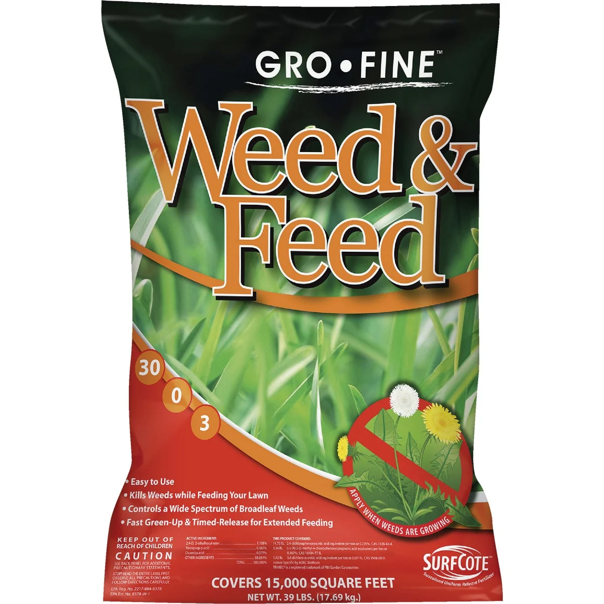Detailed Gro-Fine Weed Feed 39 Lb. 15 000 Sq. Ft. 30-0-3 Lawn Fertilizer with Weed Killer Smart