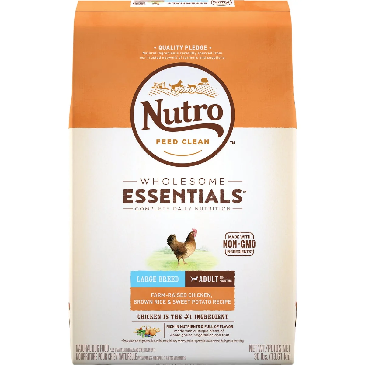 Trusted Nutro Wholesome Essentials 30 Lb. Chicken Brown Rice Sweet Potato Large Breed Adult Dry Dog Food Green