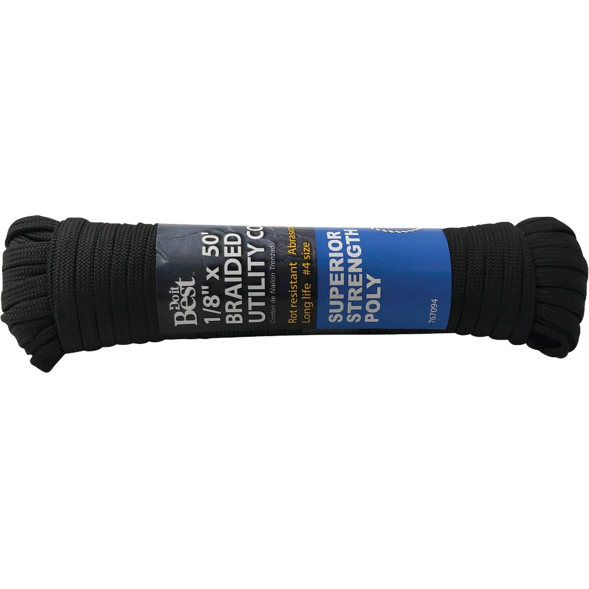Certified Do it 1 8 In. x 50 Ft. Black Braided Polypropylene Paracord Fine Crafted