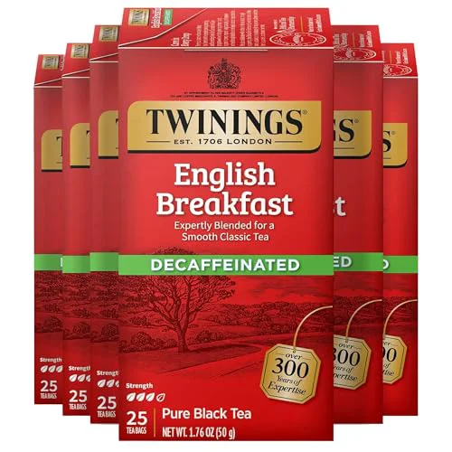 Exclusive Decaffeinated English Breakfast Black Tea Bags 25 CT Box 150 Count Premium