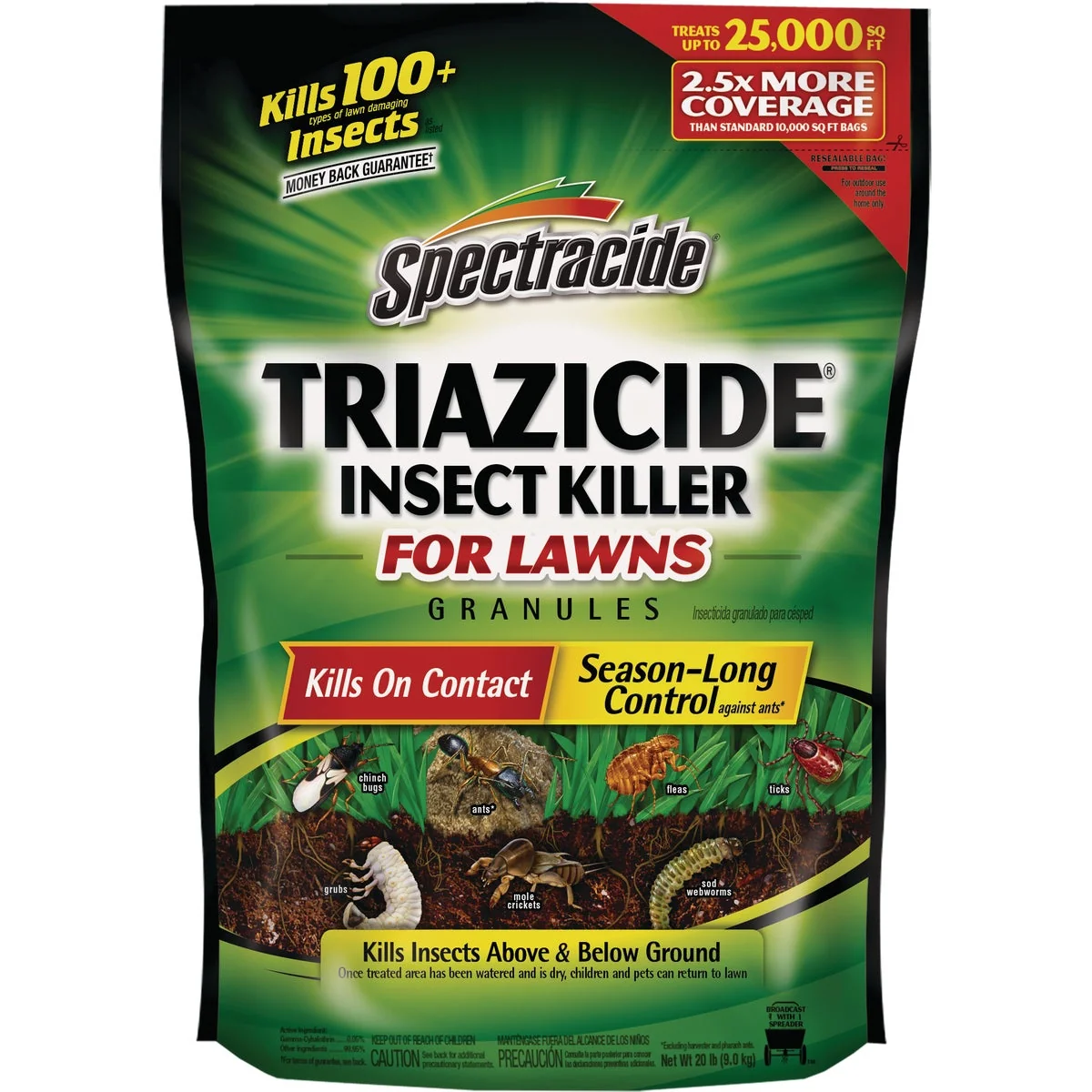 Elegant Spectracide Triazicide 20 Lb. Ready To Use Granules Insect Killer For Lawns Genuine