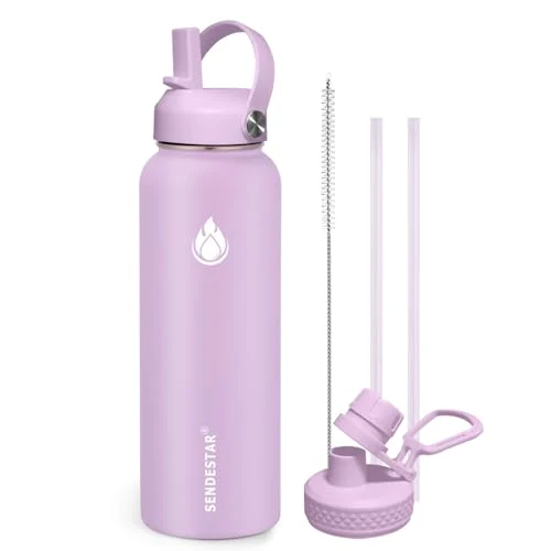 Eco-Friendly Stainless Steel Wide Mouth Water Bottle 32oz Double Wall Vacuum Insulated Leak Proof Bottle with New Flex Straw Lid Spout Lid Detailed