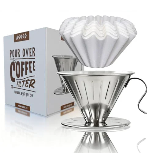 Casual Stainless Steel V60 Coffee Dripper 50 Paper Filters Top-Quality