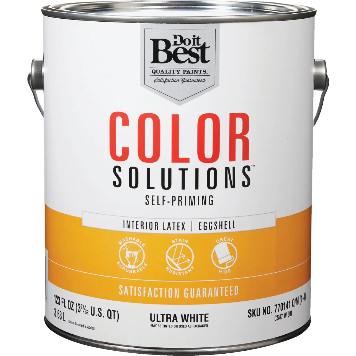 High-Performance Do it Color Solutions Latex Self-Priming Eggshell Interior Wall Paint Ultra White 1 Gal. Stylish