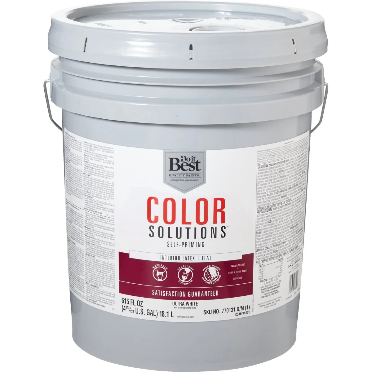 Professional Do it Color Solutions Latex Self-Priming Flat Interior Wall Paint Ultra White 5 Gal. Refined