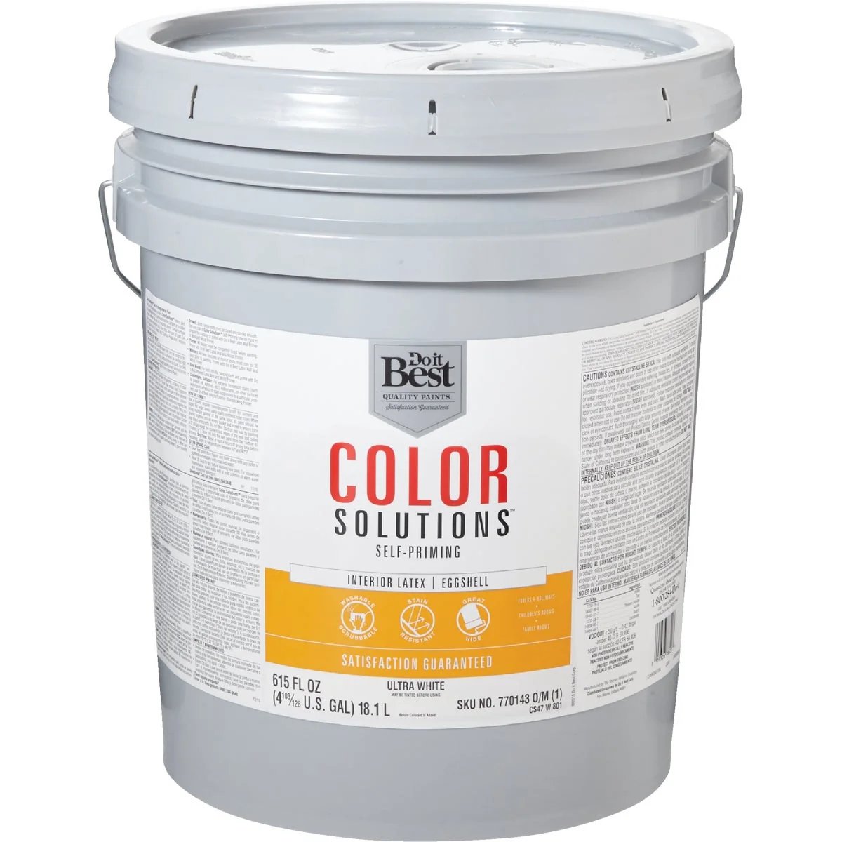 Secure Do it Color Solutions Latex Self-Priming Eggshell Interior Wall Paint Ultra White 5 Gal. Lightweight