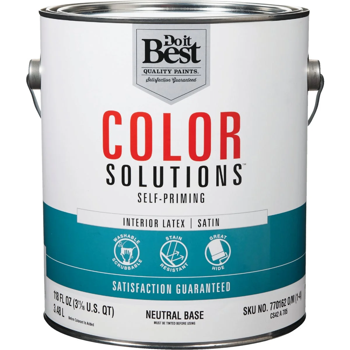 Next-Generation Do it Color Solutions Latex Self-Priming Satin Interior Wall Paint Neutral Base 1 Gal. Fast